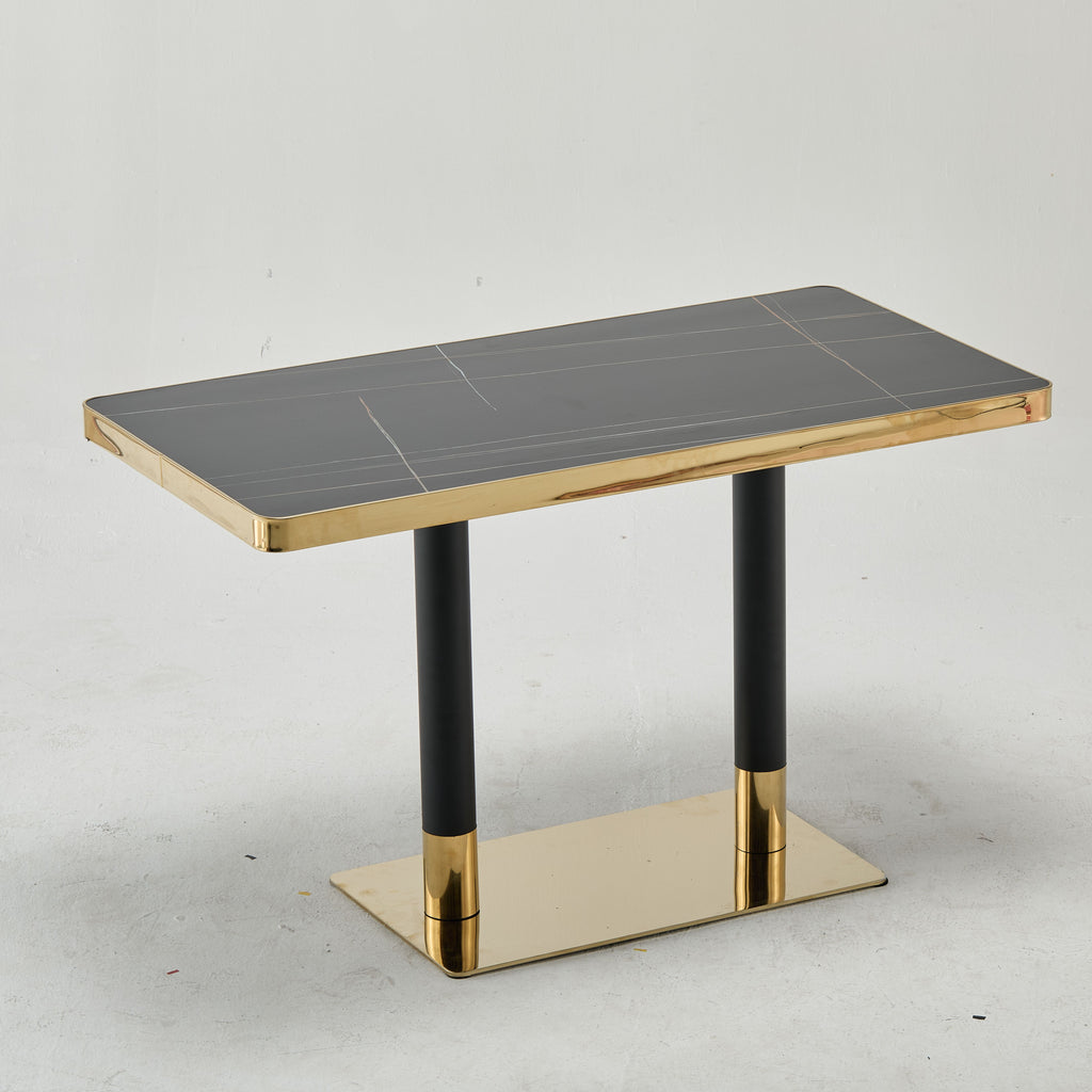 Modern Black & Gold 120x70 Black Marble Look Table
