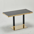 Modern Black & Gold 120x70 Black Marble Look Table