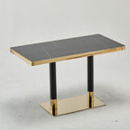Modern Black & Gold 120x70 Black Marble Look Table