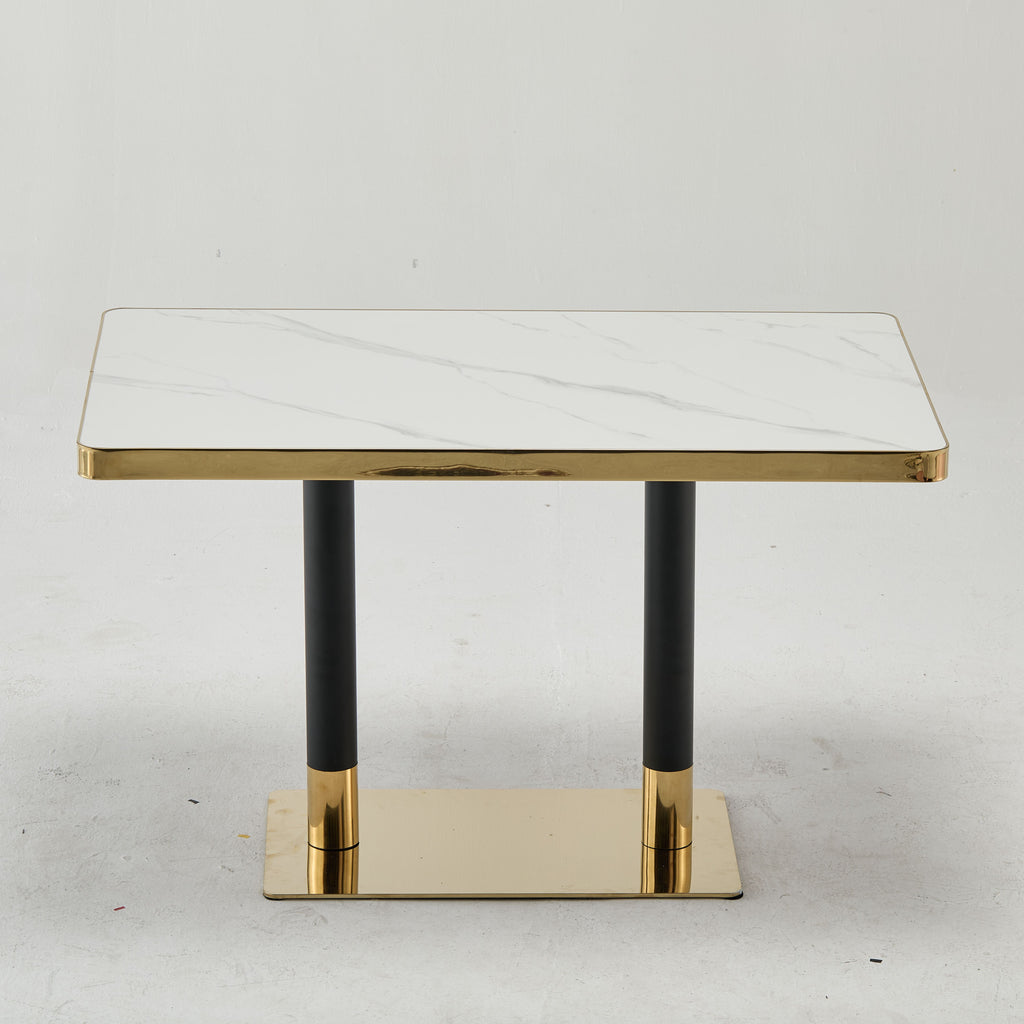 Modern White & Gold 120x60 Rectangle Marble Look Table