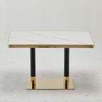 Modern White & Gold 120x60 Rectangle Marble Look Table