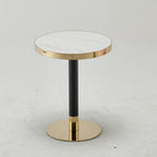 Modern White & Gold 60Q Round Marble Look Table