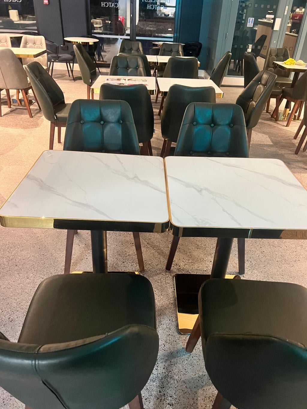 Modern Luxury 70x70 Square White Marble Look Table