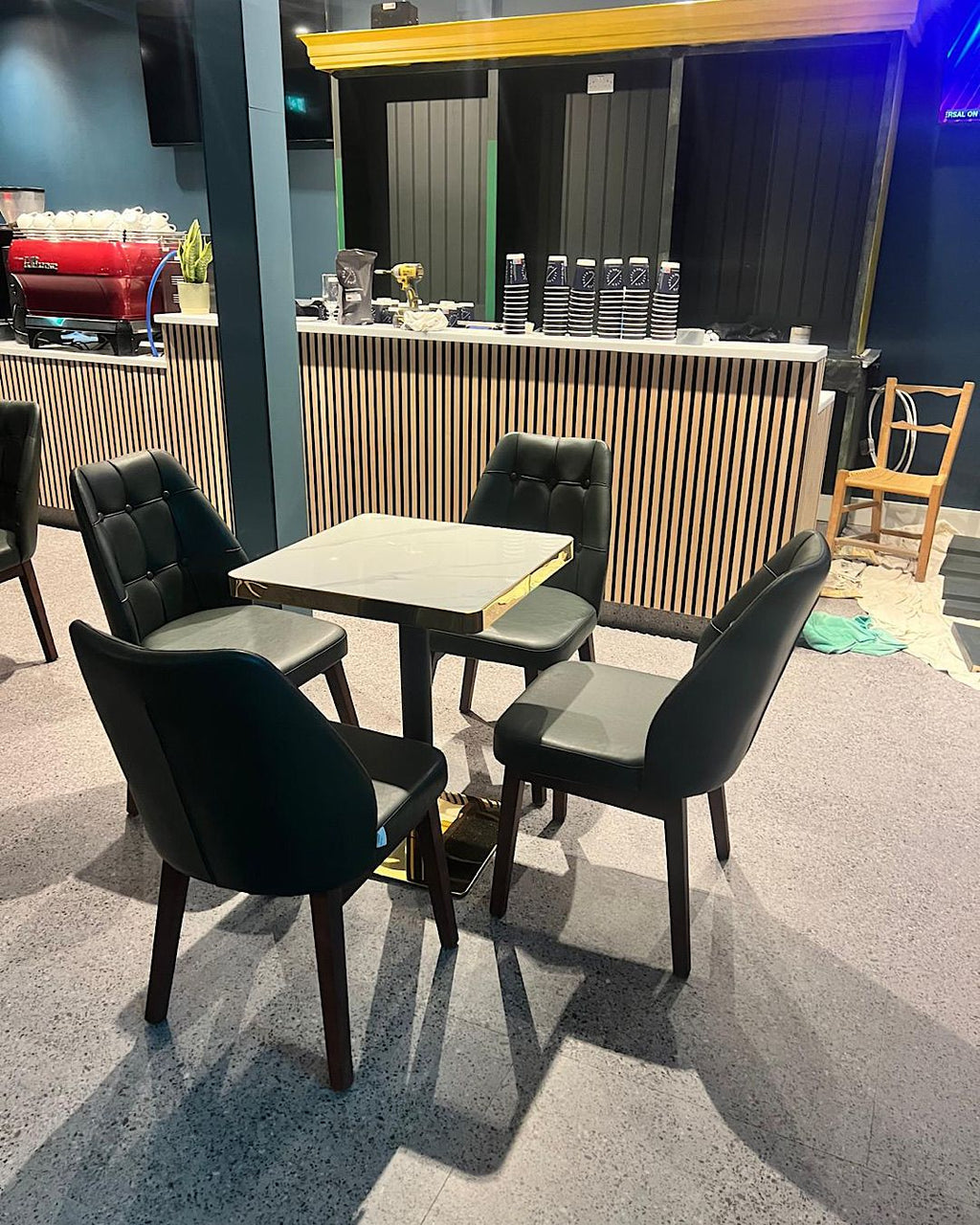 Modern Luxury 70x70 Square White Marble Look Table