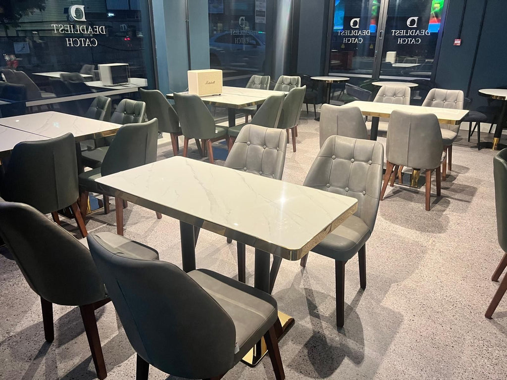 Modern White & Gold 120x60 Rectangle Marble Look Table