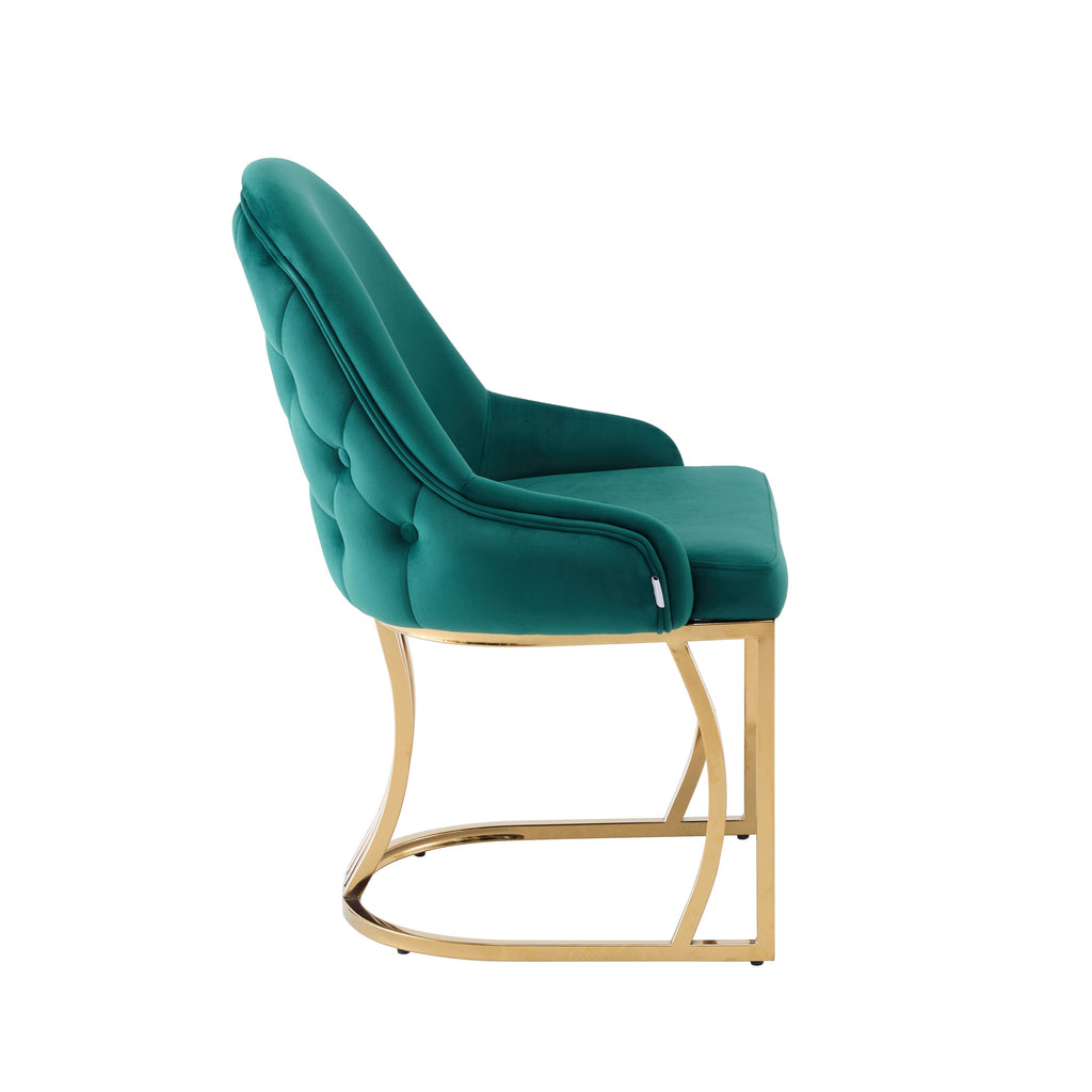 Sultan Emerald Green Tufted Velvet Dining Chair