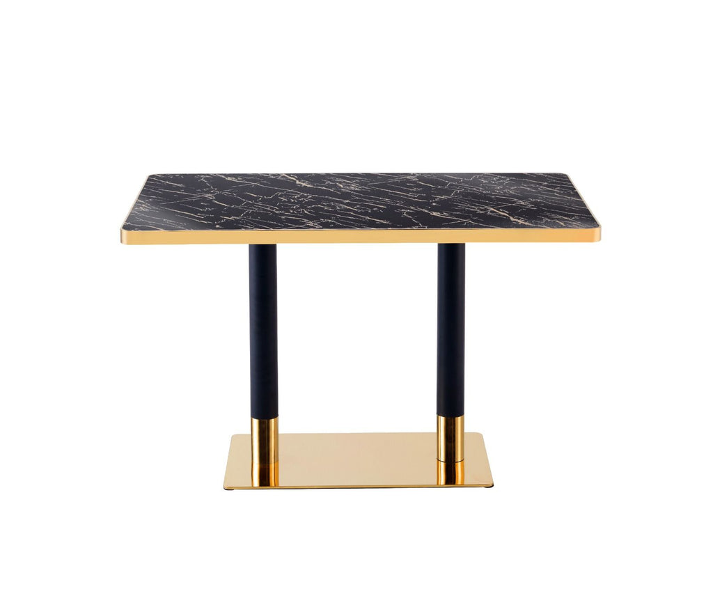 Modern Rectangular 20x60 Black & Gold Marble Look Table