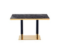 Modern Rectangular 20x60 Black & Gold Marble Look Table