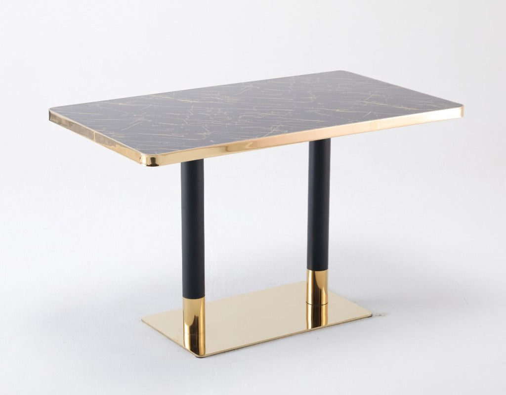 Modern Luxury 120x70 Black & Gold Marble Look Table