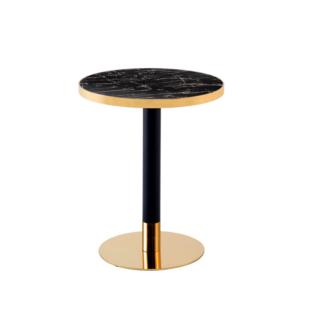Modern Luxury 60Q Black & Gold Marble Look Side Table