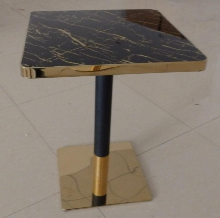 Luxury Modern 60×60 Black & Gold Marble Look Side Table