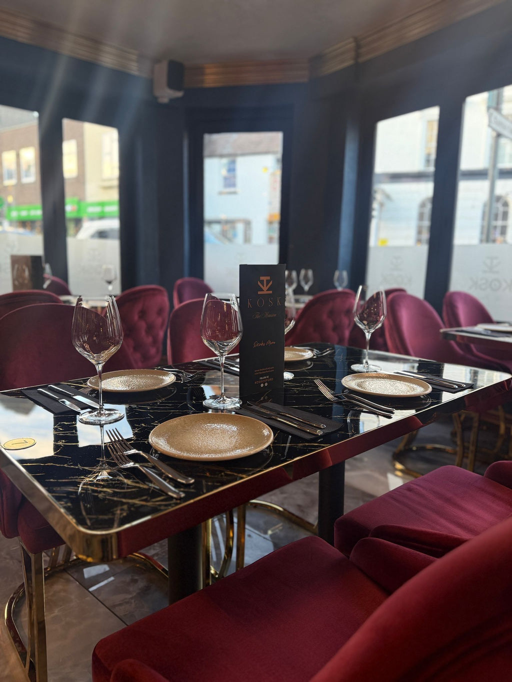 Modern Luxury 120x70 Black & Gold Marble Look Table